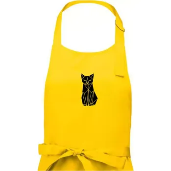 Kuchyňská zástěra Origami kočka zepředu - Dámská zástěra na vaření - Univerzální velikost ( Žlutá )