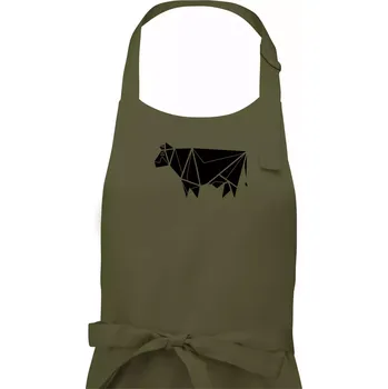 Kuchyňská zástěra Origami kráva z boku - Pánská zástěra na vaření - Univerzální velikost ( Khaki )