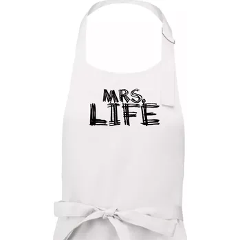 Kuchyňská zástěra Mrs. Life - Dámská zástěra na vaření - Univerzální velikost ( Bílá )