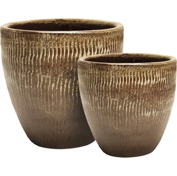 Květináč Květináč terakota Samoa set 2 ks Ø 36 cm a Ø 27 cm hnědý