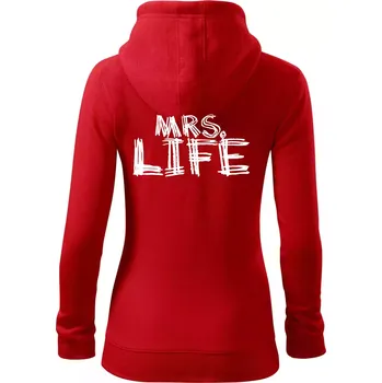 Dámská mikina Mrs. Life - Dámská mikina trendy zipper s kapucí - XL ( Červená )