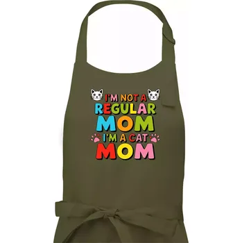 Kuchyňská zástěra I'm not a regular mom I'm a cat mom - Dámská zástěra na vaření - Univerzální velikost ( Khaki )