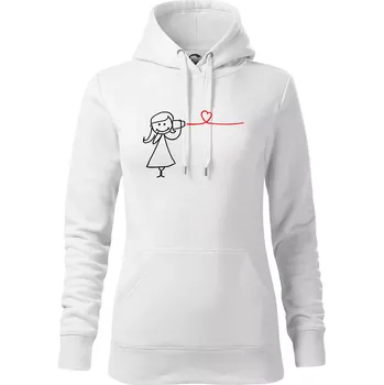 Dámská mikina Láska telefon - Mikina dámská Cape s kapucí - 2XL ( Bílá )