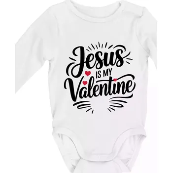 Jesus is my valentine - Body kojenecké s dlouhým rukávem - Dlouhý r. 3-6 měs ( Bílá )