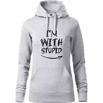 Dámská mikina Iam with stupid - Mikina dámská Cape s kapucí - XS ( Světlešedý Melír )
