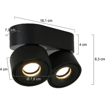 Lampička Steinhauer LED stropní bodové světlo Fez, černé, 2-bodové, kovové, otočné černý 2 x 8 W LED - Doprava zdarma