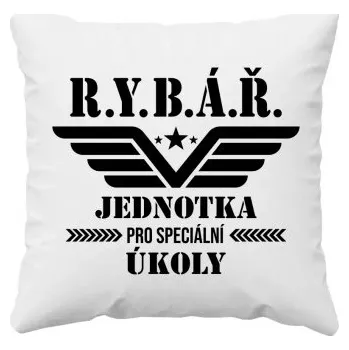 Žertovný předmět Rybář – jednotka pro speciální úkoly - polštář s potiskem- Tričkový.cz
