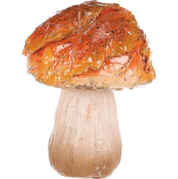 Houba z polyresinu - kulatý klobouk s listím, žlutá - MT741-S