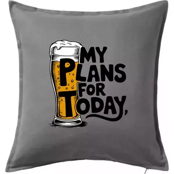 Polštář Pivo - my plans for today - Polštář 50x50 - 50x50 - Pouze potah ( Tmavě šedý melír )