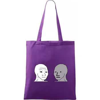 Wojak (Feels Guy) a NPC - Taška bavlněná - 42 x 38 cm ( Fialová )