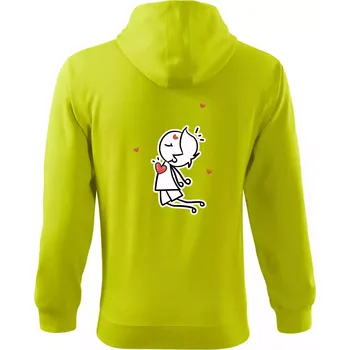 Pánská mikina Párový motiv - panáček a magnet - Mikina s kapucí na zip trendy zipper - 2XL ( Limetková )