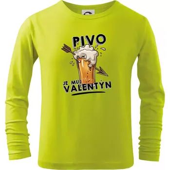 Dětská móda Pivo je můj valentýn - Triko dětské Long Sleeve - 134 cm/8 let ( Limetková )