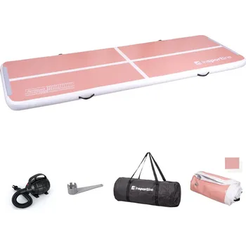 Žíněnka Insportline Airtrack Airstunt 300x100x10 cm korálová růžová s elektrickou pumpou