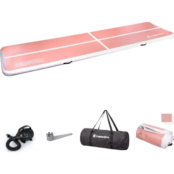 Žíněnka Insportline Airtrack Airstunt 500x100x10 cm korálová růžová s elektrickou pumpou
