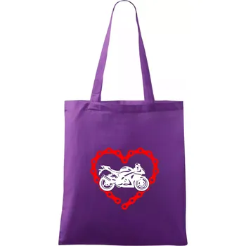 Moto srdce řetěz - supersport - Taška bavlněná - 42 x 38 cm ( Fialová )
