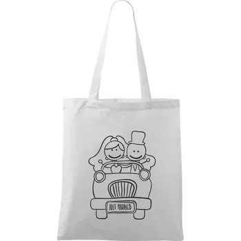 Svatební auto - Taška bavlněná - 42 x 38 cm ( Bílá )