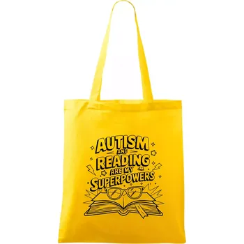 Autism and reading are my superpowers - Taška bavlněná - 42 x 38 cm ( Žlutá )