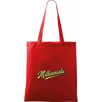 Nákupní taška Generace Y - Millennials žlutý nápis - Taška bavlněná - 42 x 38 cm ( Červená )