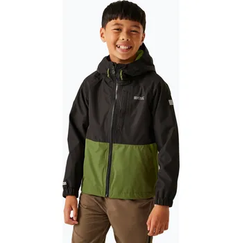 Dětská bunda do deště REGATTA Hanleigh II black/nephrite green/grenoble green