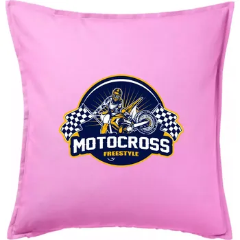 Polštář Motocross freestyle kruh - Polštář 50x50 - 50x50 - Včetně výplně ( Růžová )