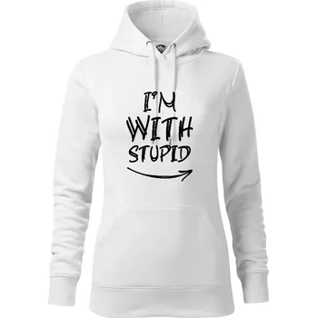 Dámská mikina Iam with stupid - Mikina dámská Cape s kapucí - S ( Bílá )