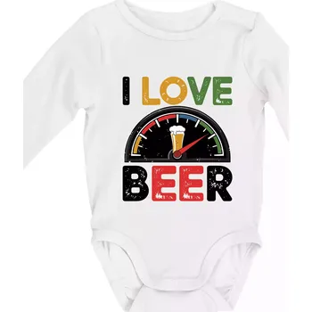 Kojenecký body I love beer - palivoměr - Body kojenecké s dlouhým rukávem - Dlouhý r. do 3 měs ( Bílá )