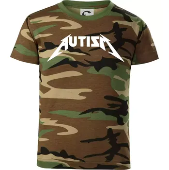 Chlapecké oblečení Autism rock nápis - Dětské maskáčové triko - 146 cm/10 let ( Hnědý maskáč )