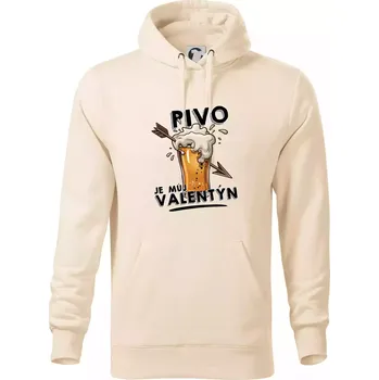 Pánská mikina Pivo je můj valentýn - Mikina pánská Cape s kapucí - 5XL ( Mandlová )