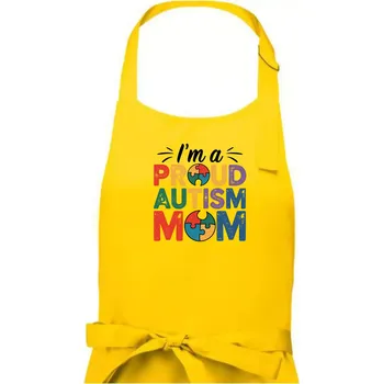 Kuchyňská zástěra Im a proud autism mom - Dámská zástěra na vaření - Univerzální velikost ( Žlutá )