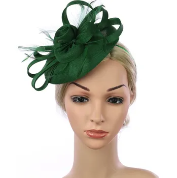 Klobouk B-TOP Dámský fascinátor ve tvaru květu s peřím Druh barvy: Zelená