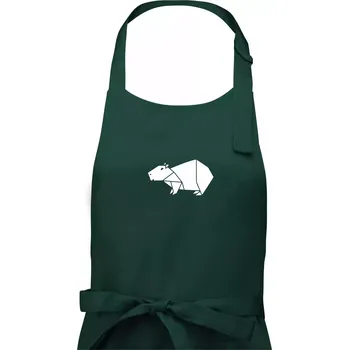 Kuchyňská zástěra Origami kapybara - Pánská zástěra na vaření - Univerzální velikost ( Lahvově zelená )