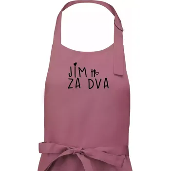 Kuchyňská zástěra Jím za dva / Piju za tři - Dámská zástěra na vaření - Univerzální velikost ( Starorůžová )