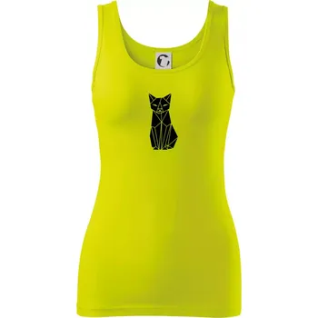 Dámské tričko Origami kočka zepředu - Dámské tílko - 2XL ( Limetková )