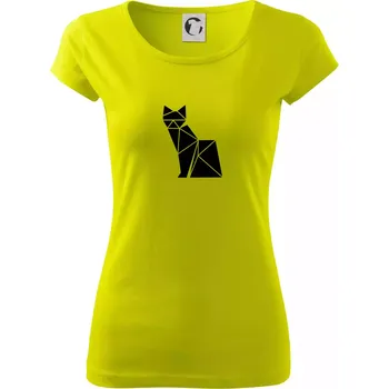 Dámské tričko Origami kočka z boku - Dámské triko Pure - S ( Limetková )