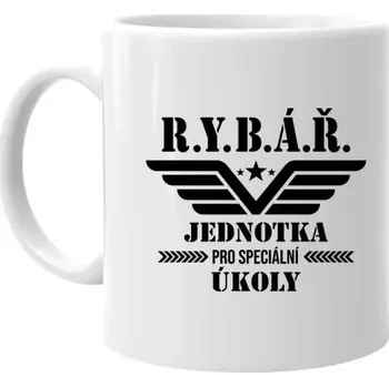 Žertovný předmět Rybář – jednotka pro speciální úkoly - hrnek s potiskem- Tričkový.cz