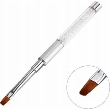 Kosmetický štětec PLOCHÝ ŠIKMÝ ŠTĚTEC NA GEL S CIRKONY STŘÍBRO