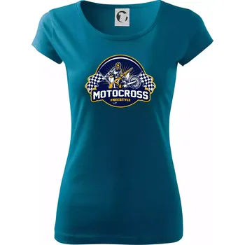 Dámské tričko Motocross freestyle kruh - Dámské triko Pure - L ( Petrolejová )
