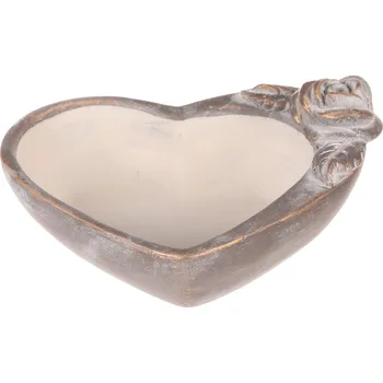 Obal na květiny - srdce s růží, beton, antracitově šedý - BTO1098 ANT-M