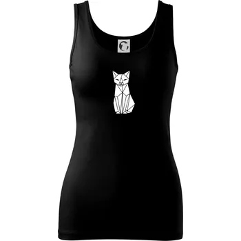 Dámské tričko Origami kočka zepředu - Dámské tílko - XL ( Černá )