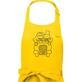 Kuchyňská zástěra Svatební auto - Dámská zástěra na vaření - Univerzální velikost ( Žlutá )