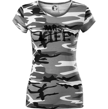 Dámské tričko Mrs. Life - Dámské maskáčové triko - S ( Šedý maskáč )