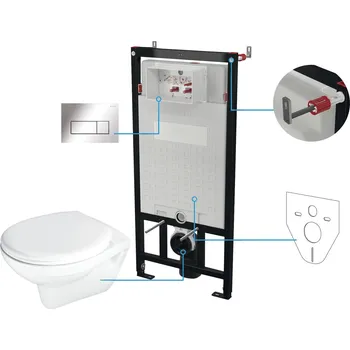 Deante Boro wc souprava s mísou, sedátkem a tlačítkem závěsná bez splachovacího kruhu bílá lesk CMOS6SPW