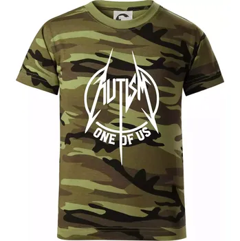 Autism one of us - Dětské maskáčové triko - 134 cm/8 let ( Zelený maskáč )