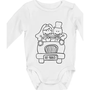 Svatební auto - Body kojenecké s dlouhým rukávem - Dlouhý r. 3-6 měs ( Bílá )