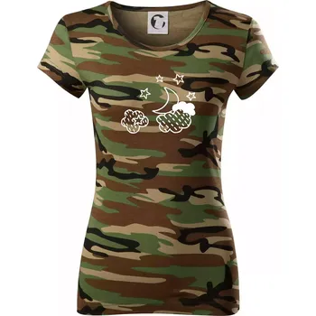 Dámské tričko Nebe - Dalekohled - Dámské maskáčové triko - XL ( Hnědý maskáč )