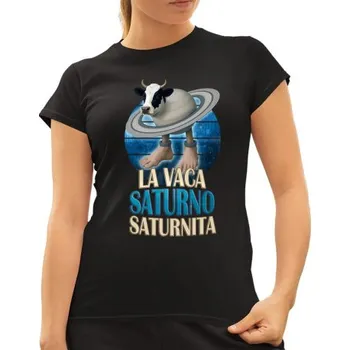 Žertovný předmět La Vaca Saturno Saturnita - Italian brainrot - kráva Saturn - dámské tričko s potiskem- Tričkový.cz