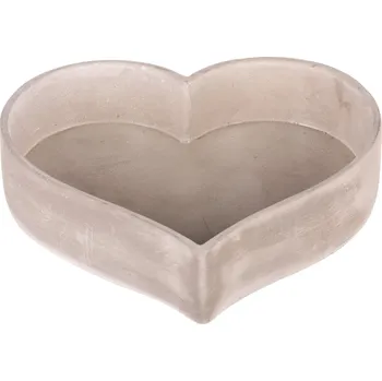Obal na květiny - tvar srdce, nízký, beton, šedý - BTO1092 GREY-L