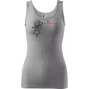 Dámské tričko Láska telefon - Dámské tílko - 2XL ( Tmavě šedý melír )