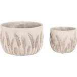 Obal na květiny - beton, obilné klasy, s patinou, šedý, cena za sadu 2 ks - BSO2005