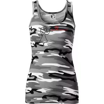 Dámské tričko Láska telefon - Dámské Maskáčové tílko - XL ( Šedý maskáč )